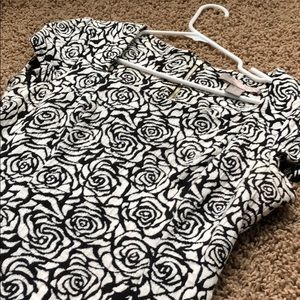 White and black rose dress